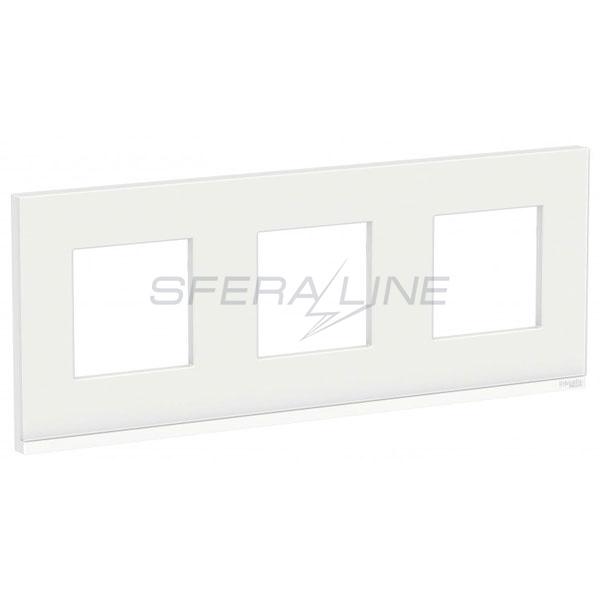 Рамка 3-постовая, горизонтальная, белое стекло/белый, Unica New Pure, Schneider Electric